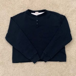 Brandy Melville navy blue button crewneck